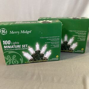 2 Boxes GE Merry Midget 100 White Miniature String Light Set 24.7' New Old Stock